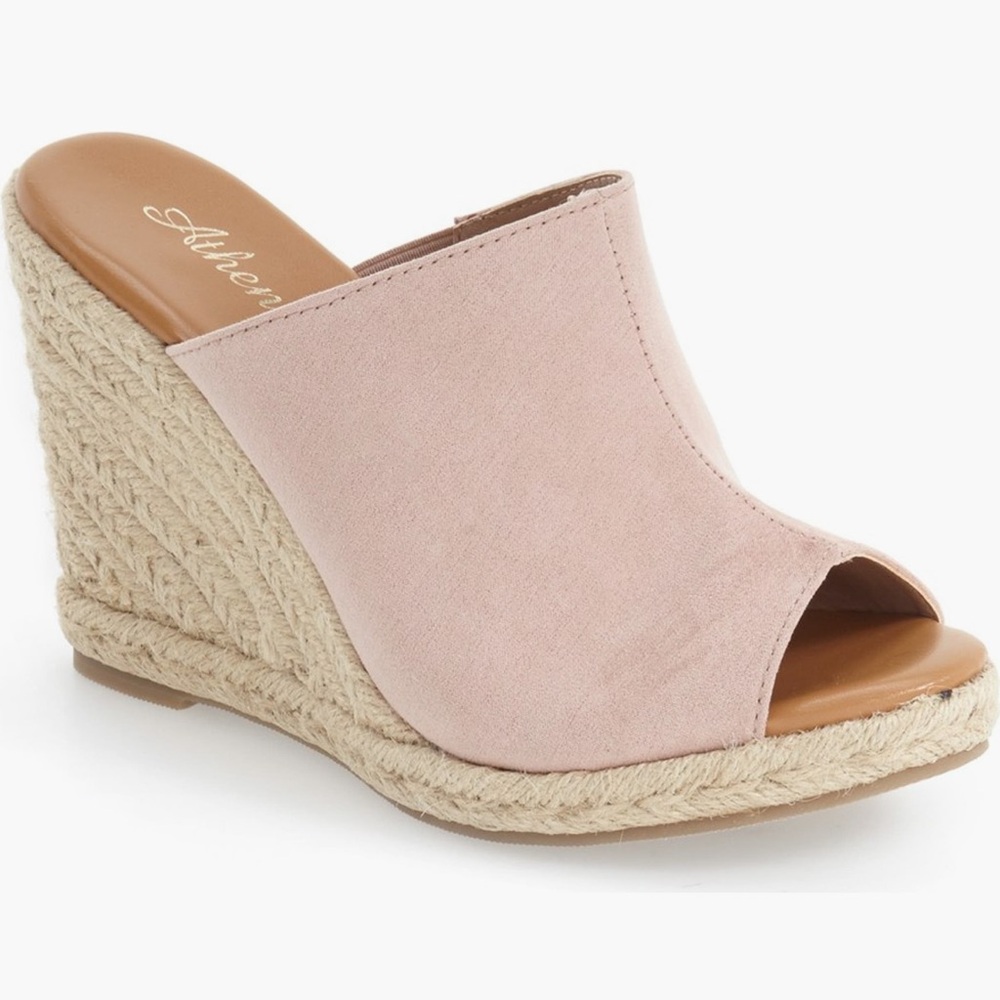 Athena Alexander - Marlowe Espadrille Wedge Blush Suede Sandals